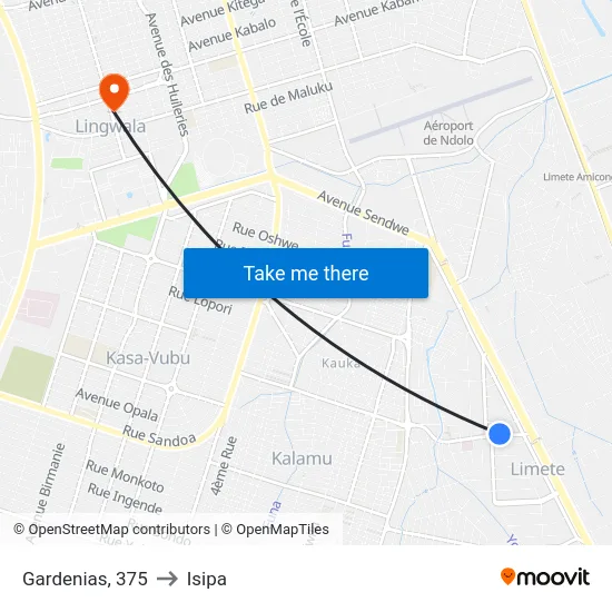 Gardenias, 375 to Isipa map