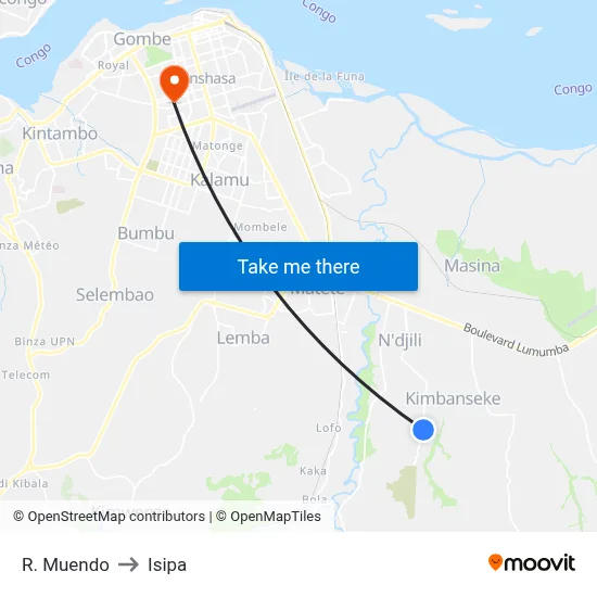 R. Muendo to Isipa map