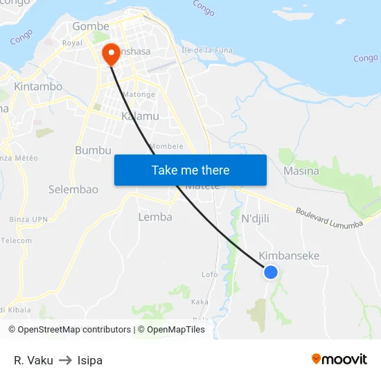 R. Vaku to Isipa map