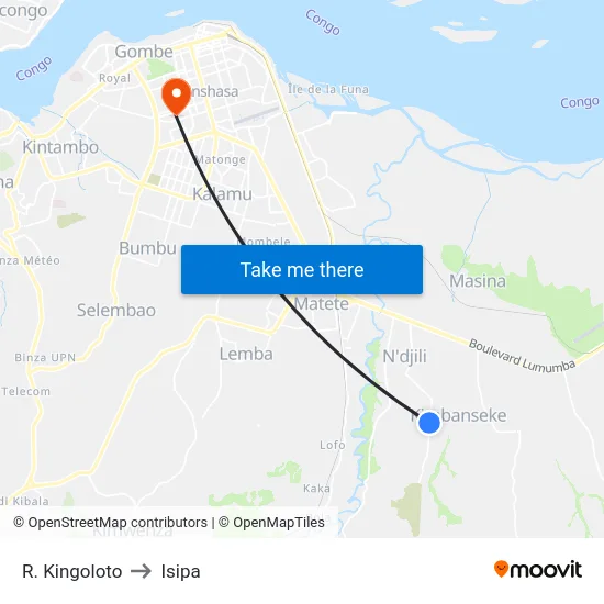 R. Kingoloto to Isipa map