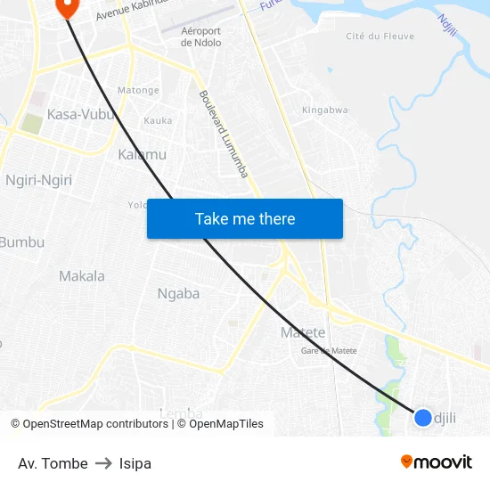 Av. Tombe to Isipa map