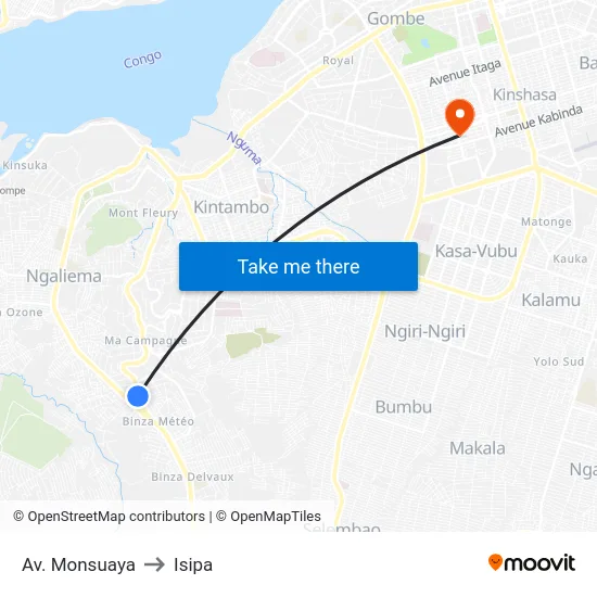 Av. Monsuaya to Isipa map