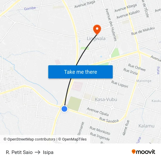 R. Petit Saio to Isipa map
