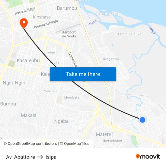 Av. Abattoire to Isipa map