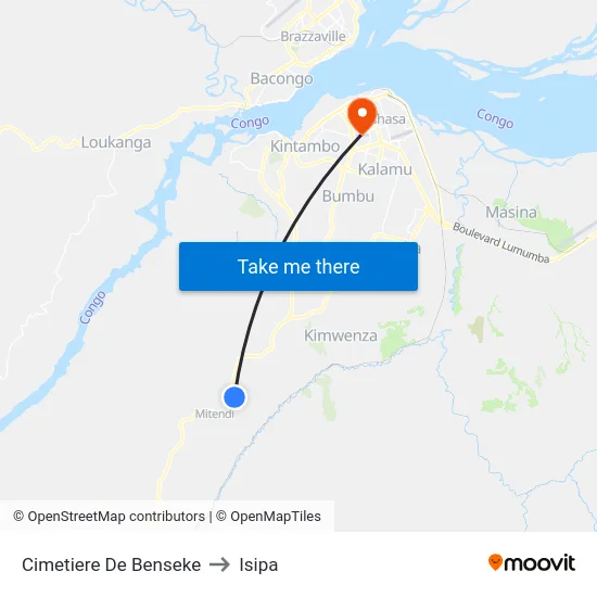 Cimetiere De Benseke to Isipa map