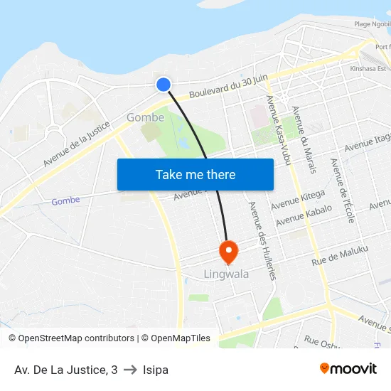 Av. De La Justice, 3 to Isipa map