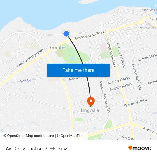 Av. De La Justice, 3 to Isipa map