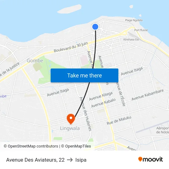 Avenue Des Aviateurs, 22 to Isipa map