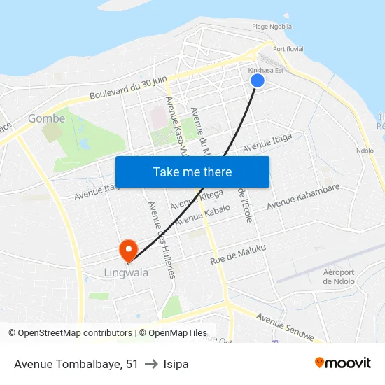 Avenue Tombalbaye, 51 to Isipa map