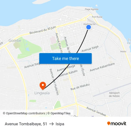 Avenue Tombalbaye, 51 to Isipa map