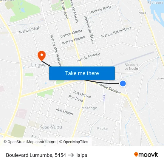 Boulevard Lumumba, 5454 to Isipa map