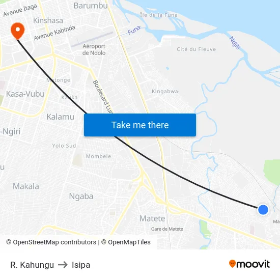 R. Kahungu to Isipa map