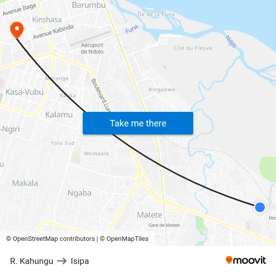 R. Kahungu to Isipa map