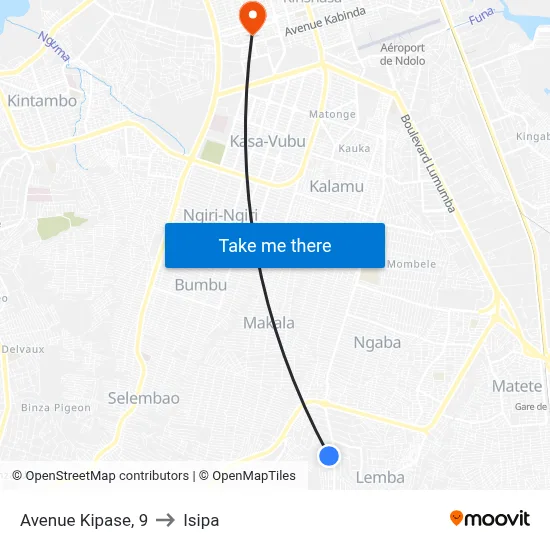 Avenue Kipase, 9 to Isipa map
