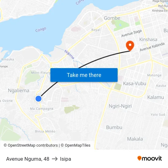 Avenue Nguma, 48 to Isipa map