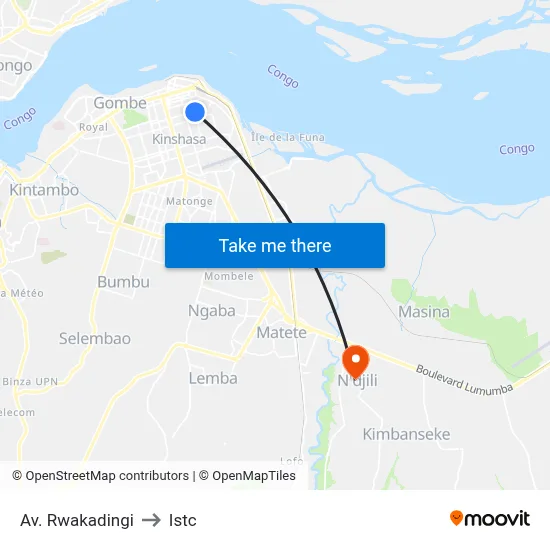 Av. Rwakadingi to Istc map