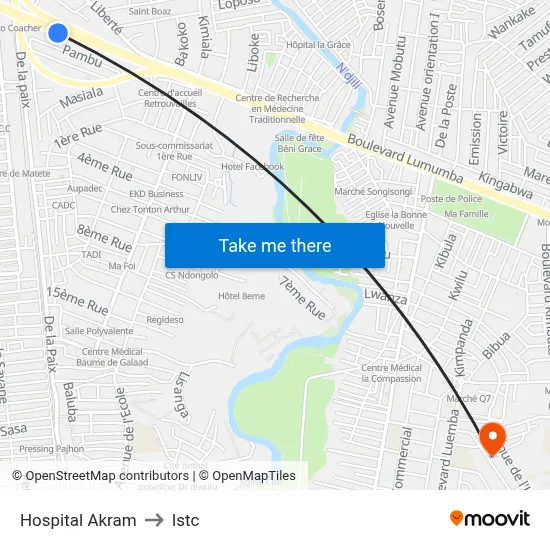 Hospital Akram to Istc map
