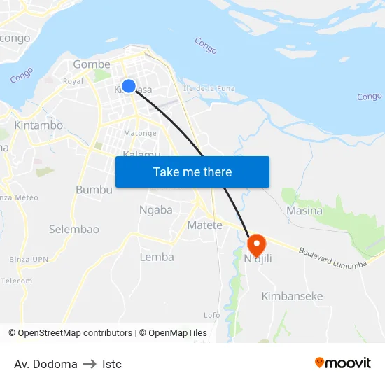 Av. Dodoma to Istc map