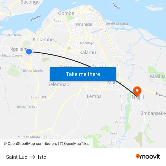 Saint-Luc to Istc map