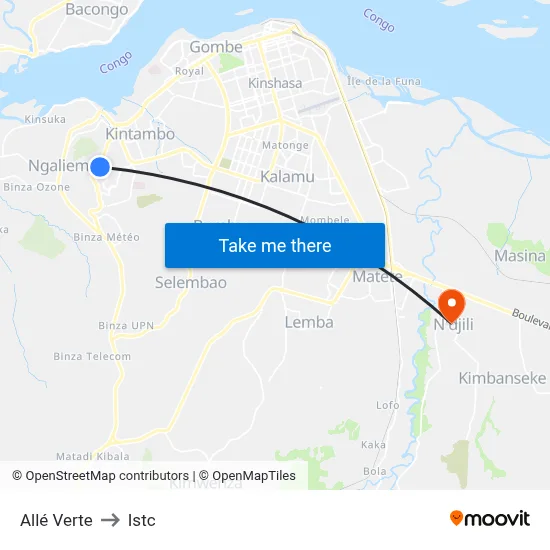 Allé Verte to Istc map