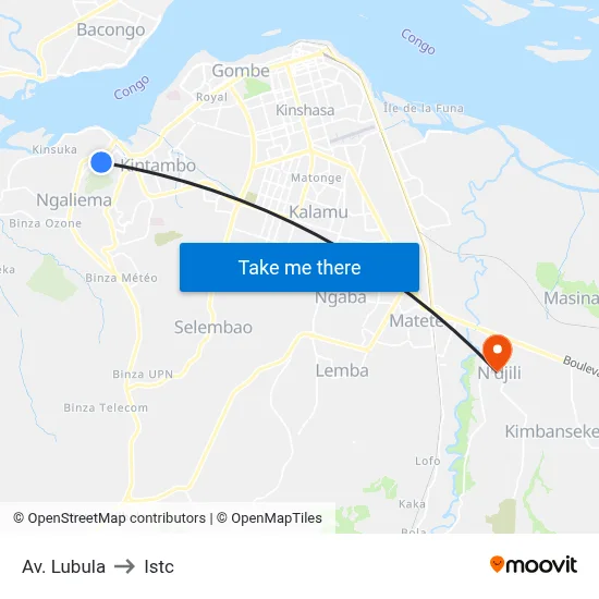 Av. Lubula to Istc map