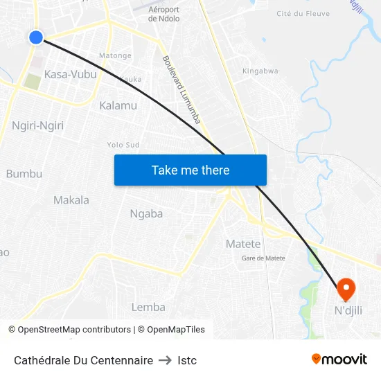 Cathédrale Du Centennaire to Istc map