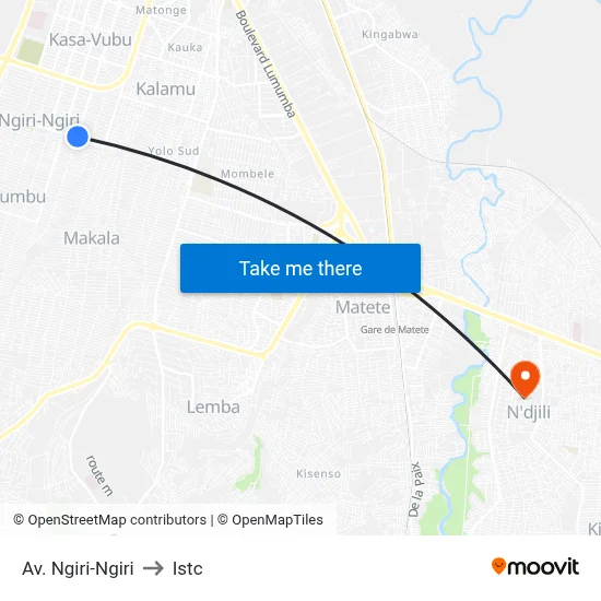 Av. Ngiri-Ngiri to Istc map