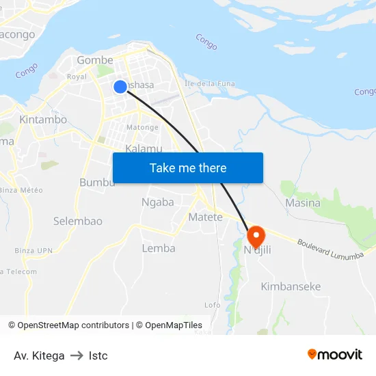 Av. Kitega to Istc map