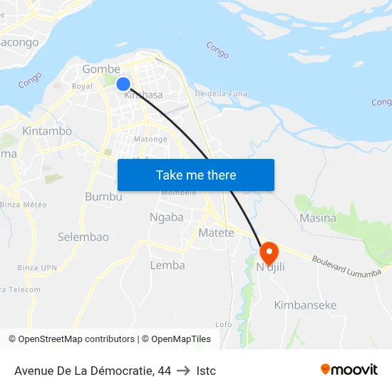Avenue De La Démocratie, 44 to Istc map