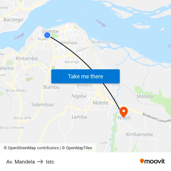 Av. Mandela to Istc map