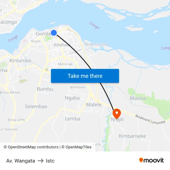 Av. Wangata to Istc map