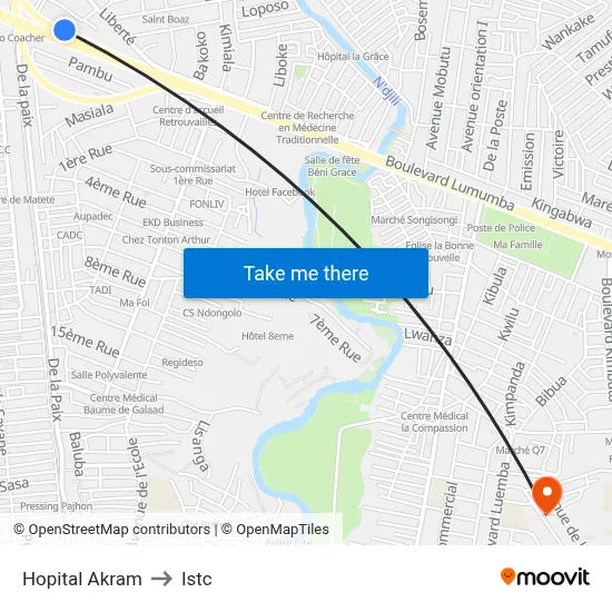 Hopital Akram to Istc map