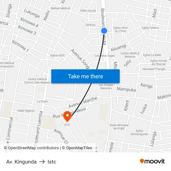 Av. Kingunda to Istc map