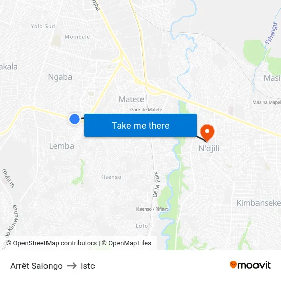 Arrêt Salongo to Istc map