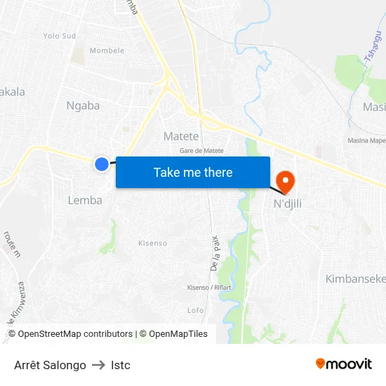 Arrêt Salongo to Istc map
