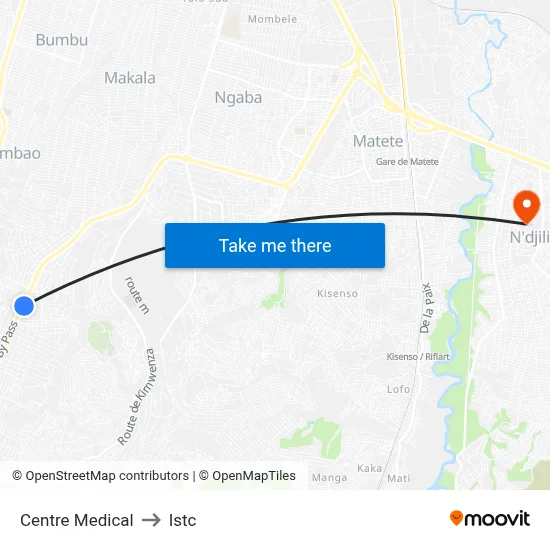 Centre Medical to Istc map
