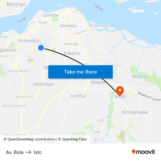 Av. Bula to Istc map