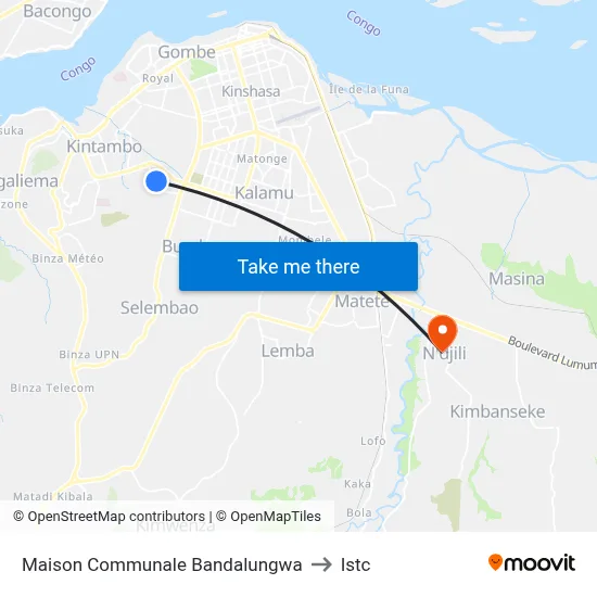 Maison Communale Bandalungwa to Istc map