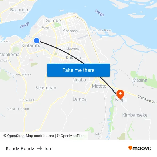 Konda Konda to Istc map