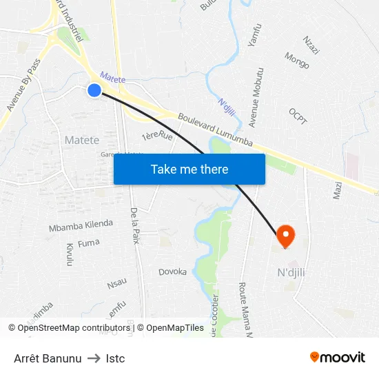 Arrêt Banunu to Istc map
