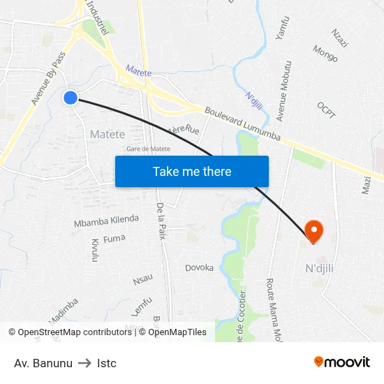 Av. Banunu to Istc map