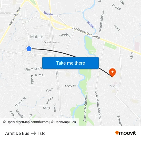 Arret De Bus to Istc map