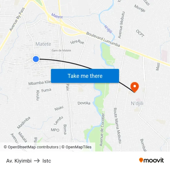 Av. Kiyimbi to Istc map