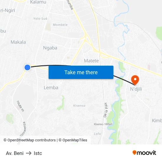 Av. Beni to Istc map