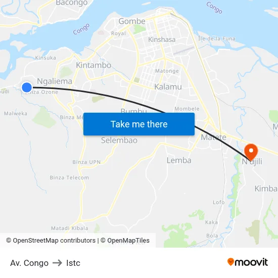 Av. Congo to Istc map