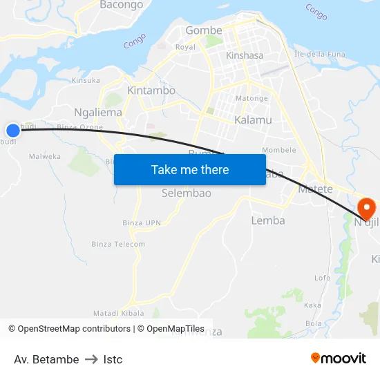 Av. Betambe to Istc map