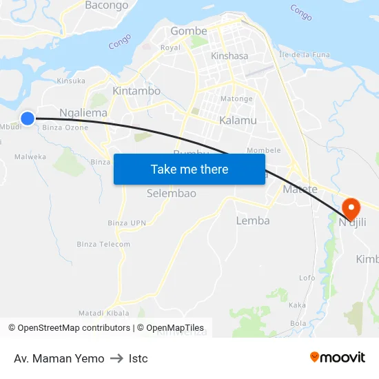 Av. Maman Yemo to Istc map
