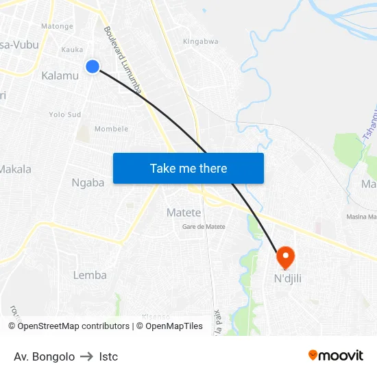 Av. Bongolo to Istc map