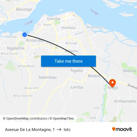 Avenue De La Montagne, 1 to Istc map
