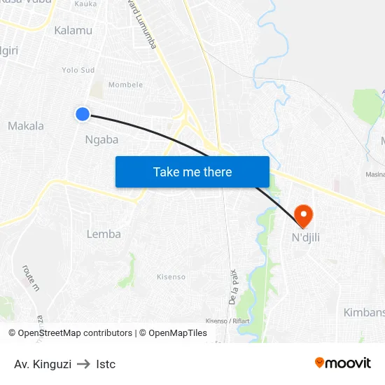 Av. Kinguzi to Istc map